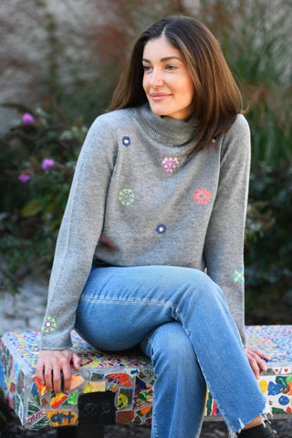 LISA TODD GREY LUCKY CHARMS HEATHER SWEATER