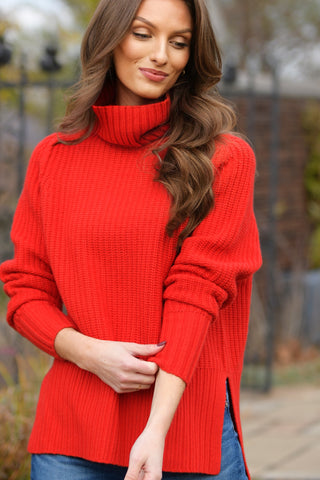 AUTUMN CASHMERE SCARLET TURTLENECK SWEATER