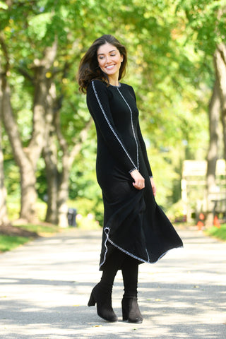 AUTUMN CASHMERE STITCH BLACK CASHMERE DRESS