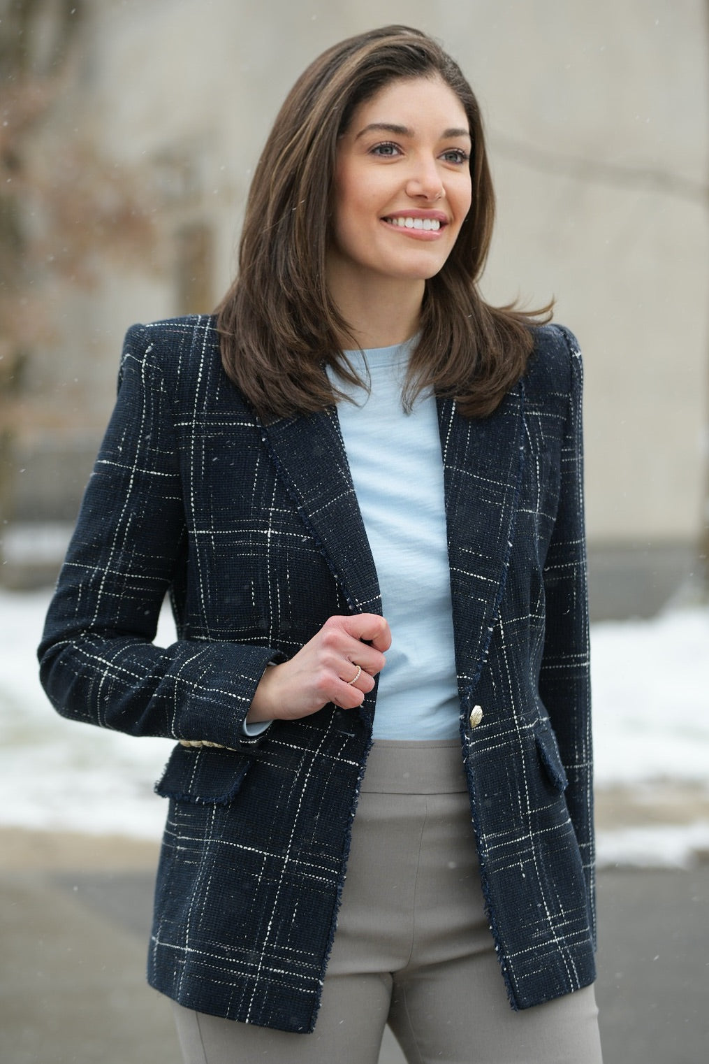 GENERATION LOVE TWEED NAVY BLAZER