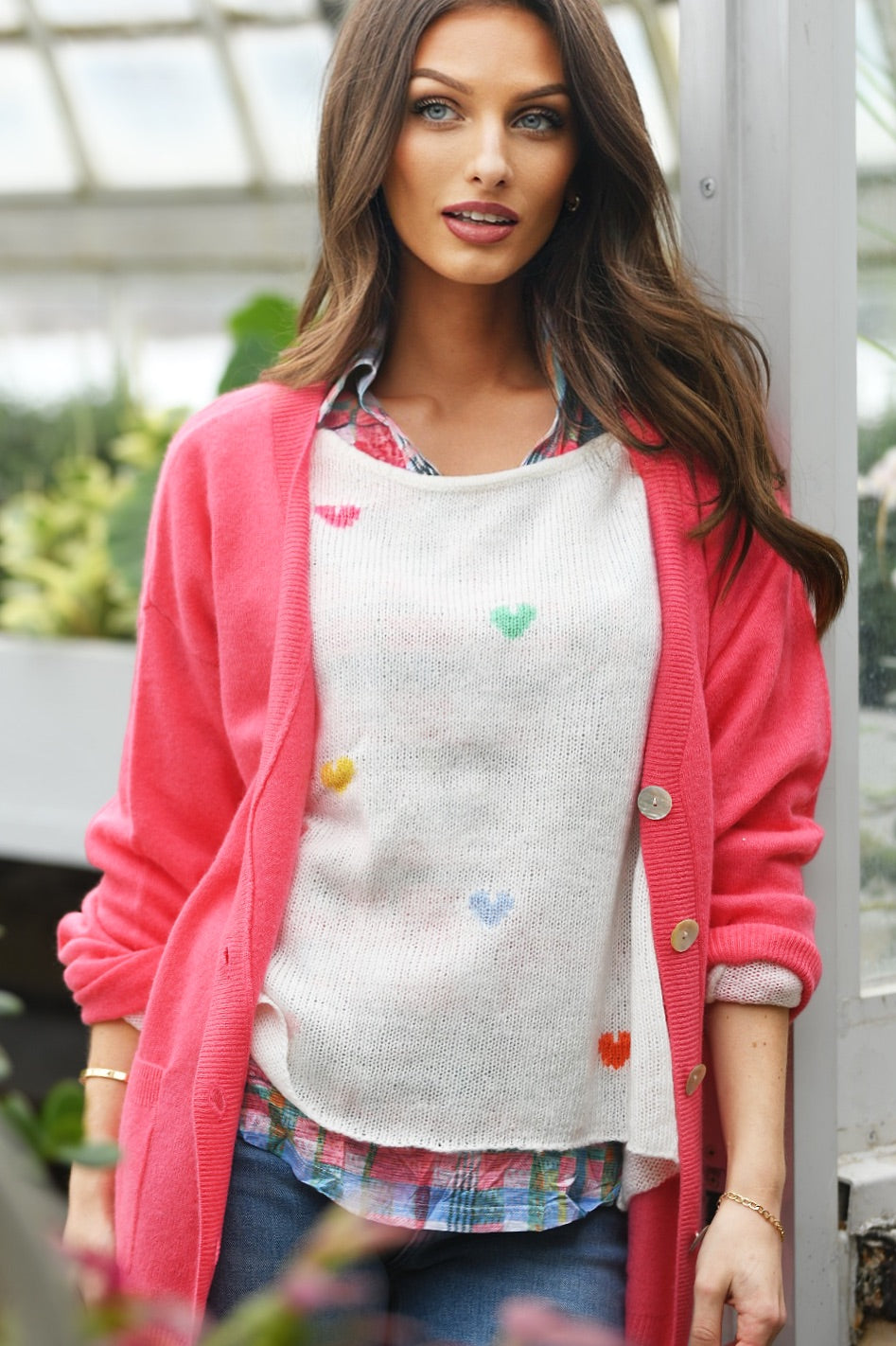 COLORUSH  OVERSIZE ROSE CARDIGAN