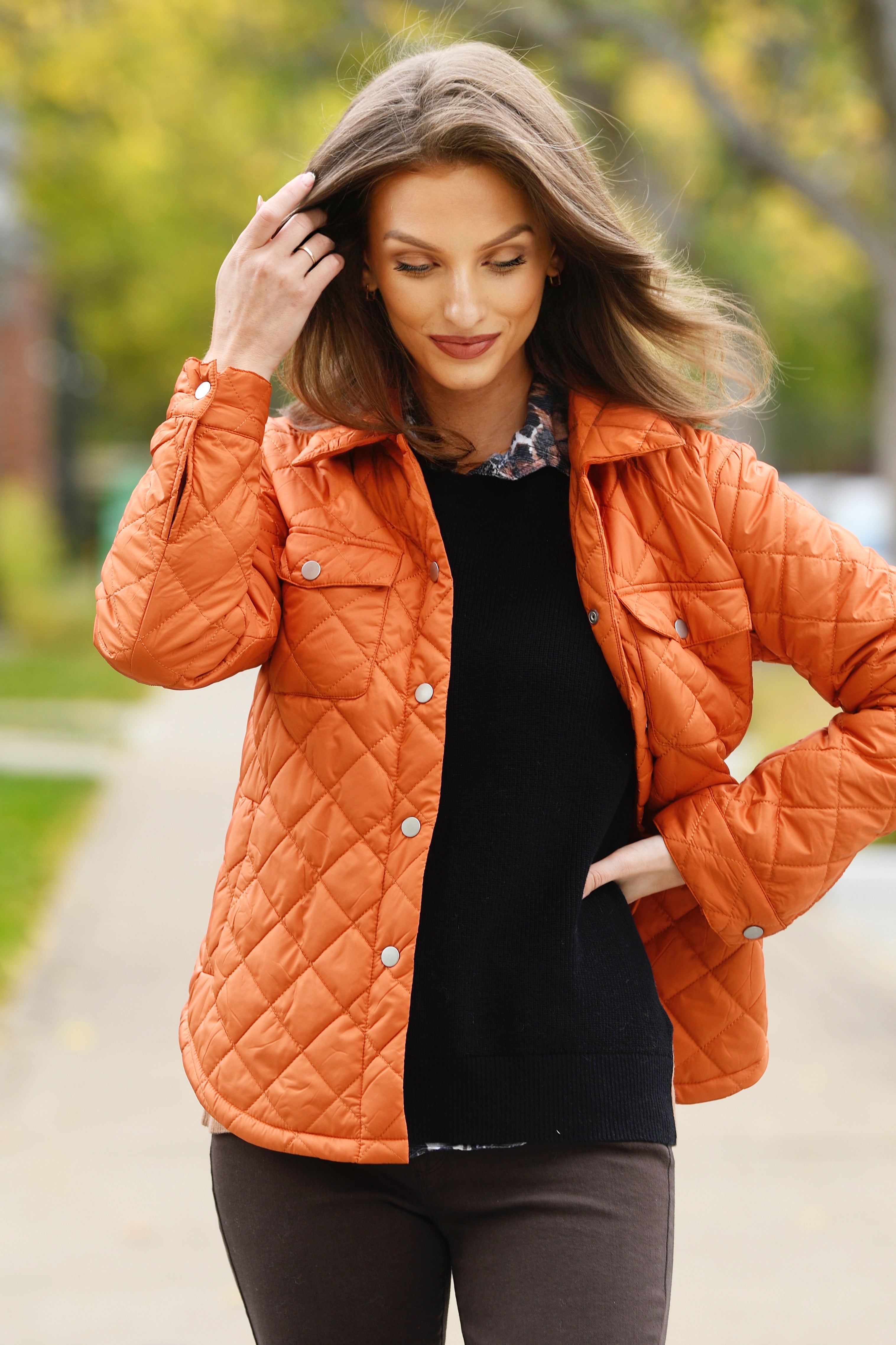 J. SOCIETY PERSIMMON QUILTED JACKET