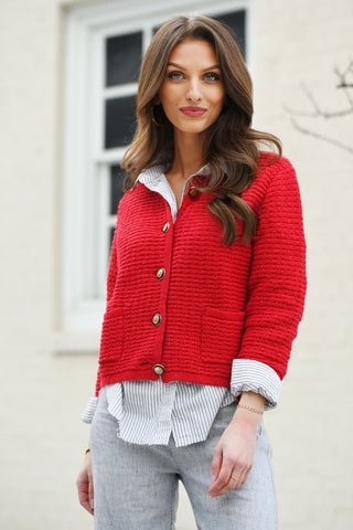 ELLIOTT LAUREN RED CARDIGAN